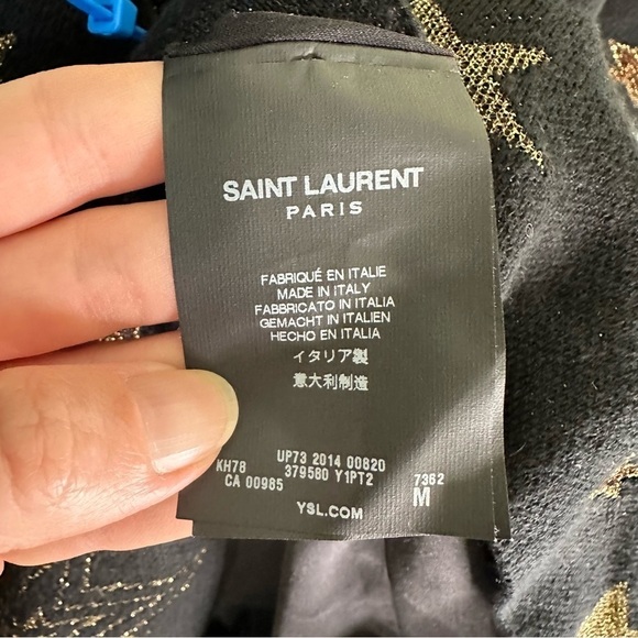 SAINT LAURENT Black Over-Sized Cardigan with Gold Star Details SZ M - Picture 6 of 9